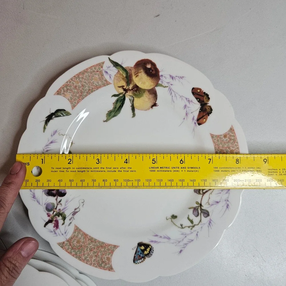 Antique Haviland & Co Limoges Meadow Visitors Luncheon Plates 5 pc Factory Decor